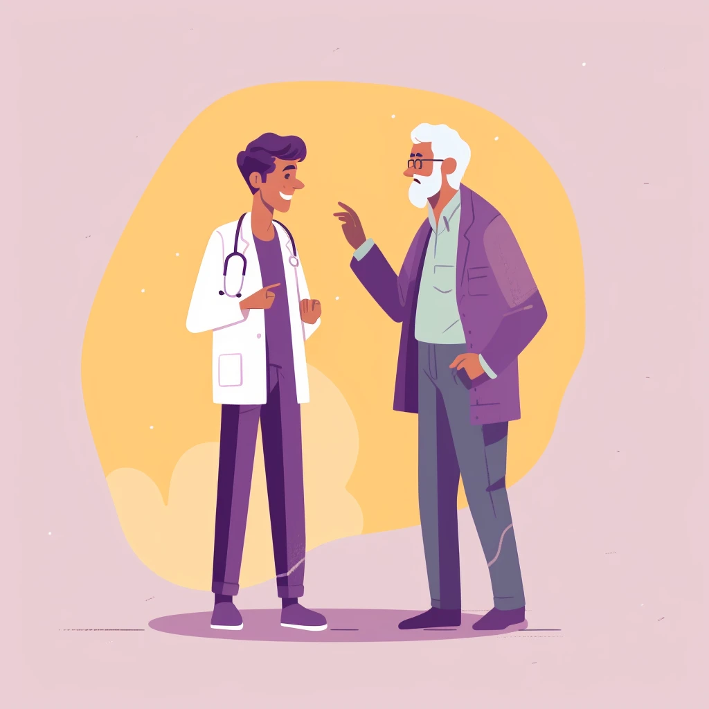 A gentleman discussing medical matters with a healthcare professional.