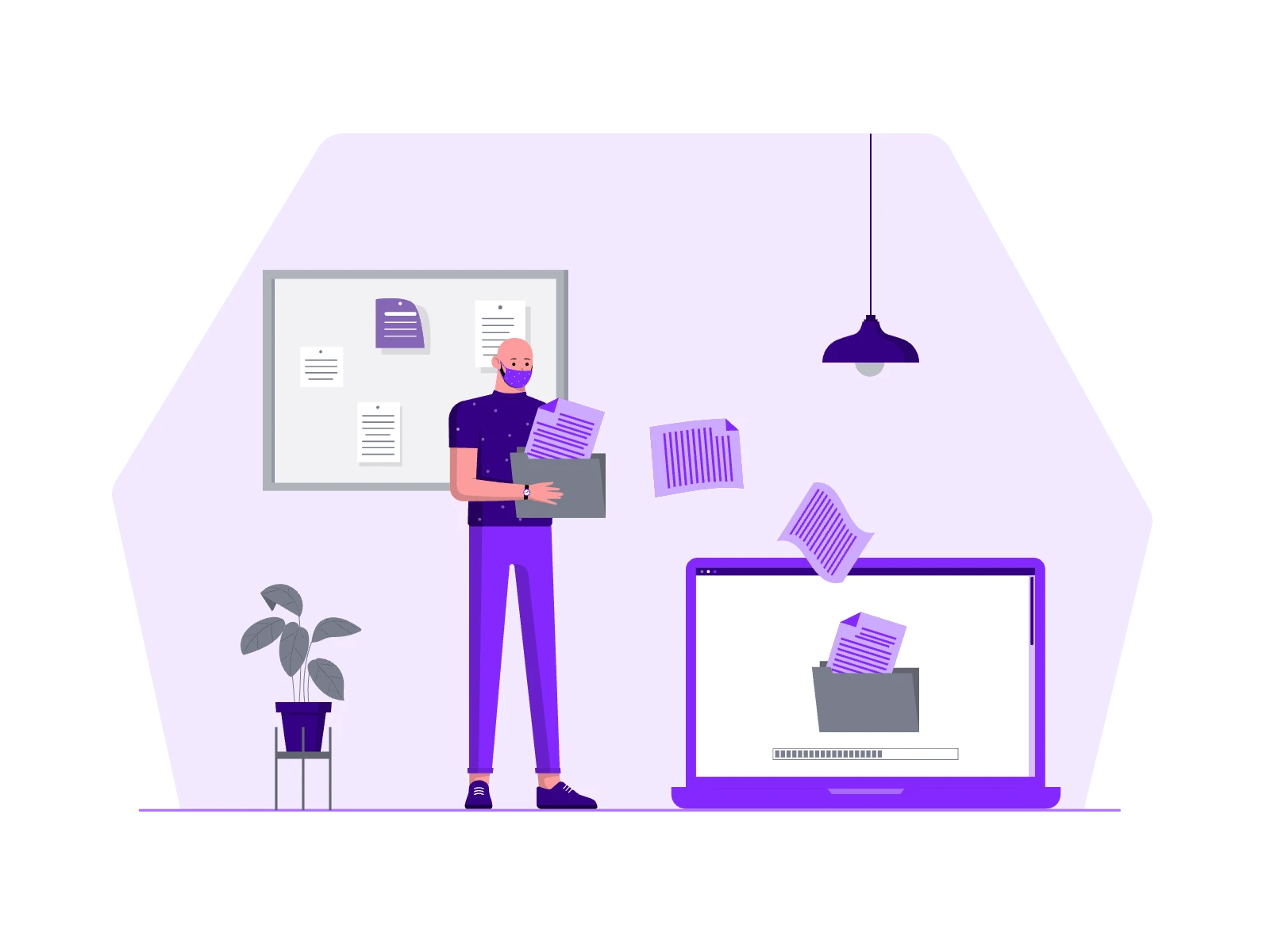 A man facilitating a digital document transfer.