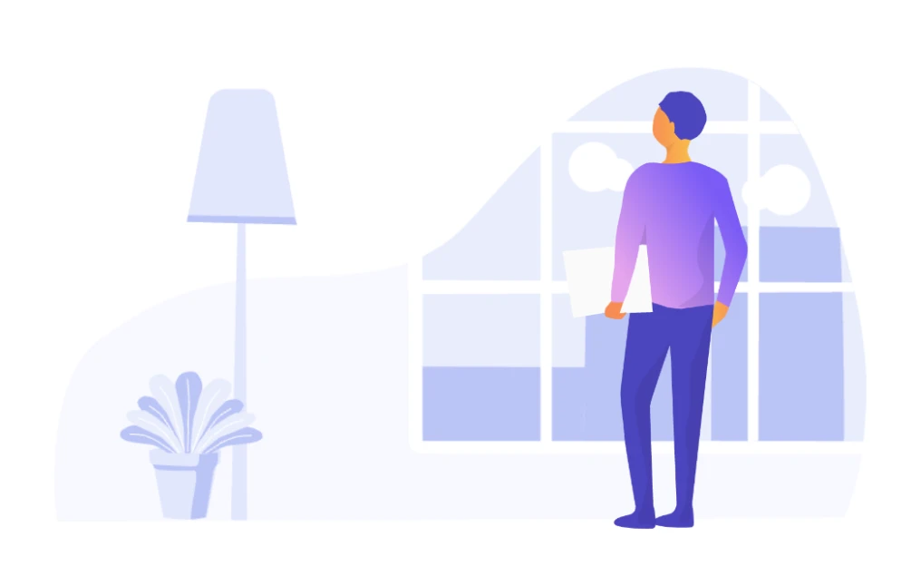 A young man looking at the window thinking.